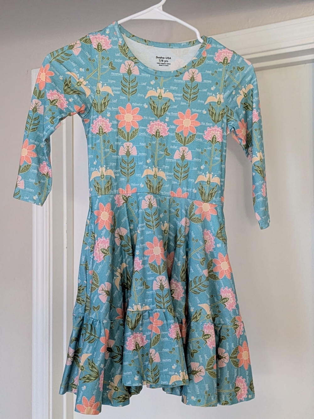 Girls' Floral 3/4 -Sleeve Twirl Dress